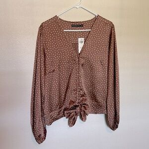 Abercrombie & Fitch Brown Polka Dot Blouse